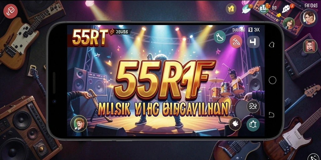 Screenshot gameplay <strong>55RT</strong> menunjukkan pengalaman bermain musik yang interaktif.