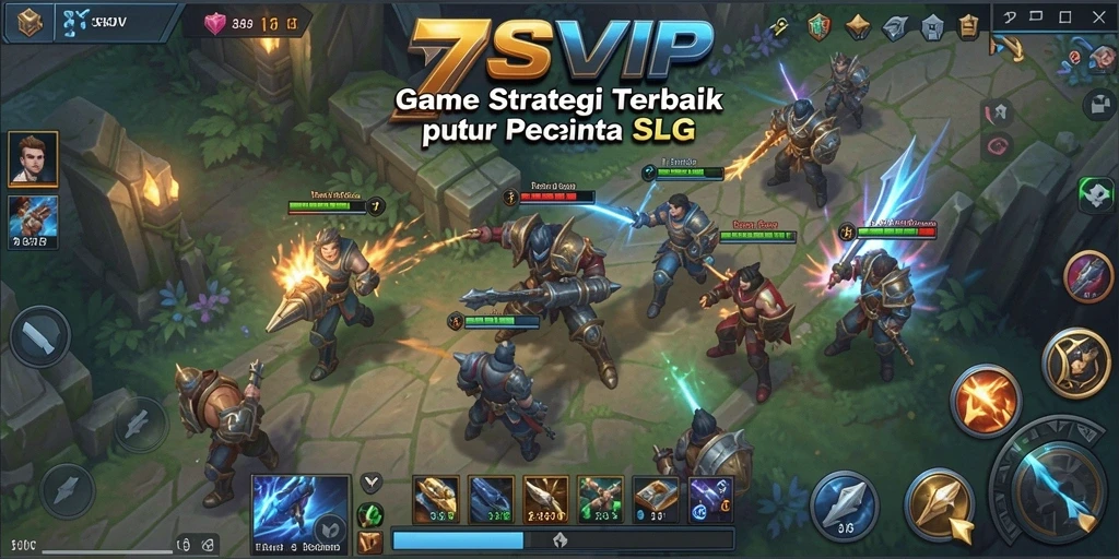 Tangkapan layar 7SVIP menampilkan aksi strategi mendebarkan.