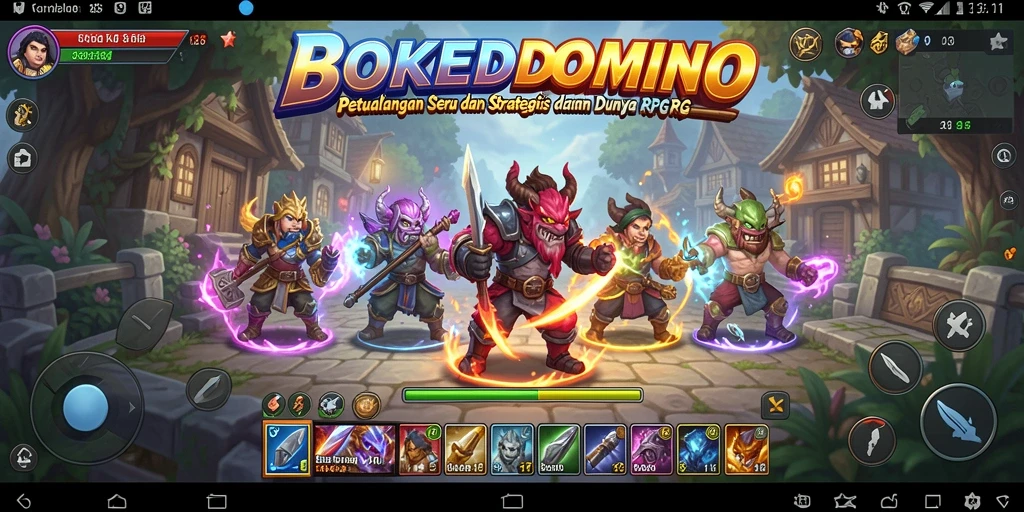 Screenshot BOKEDOMINO menunjukkan aksi RPG yang mendebarkan.