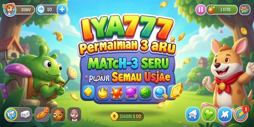 Screenshot gameplay IYA777 menampilkan kombinasi warna-warni dalam permainan Match-3.