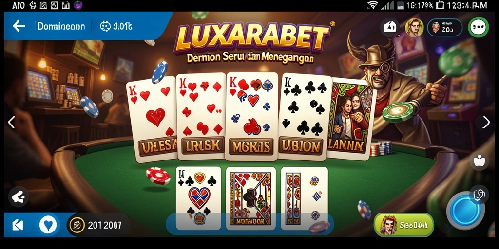 Tampilan layar permainan domino di LUXARABET yang menarik dan interaktif.