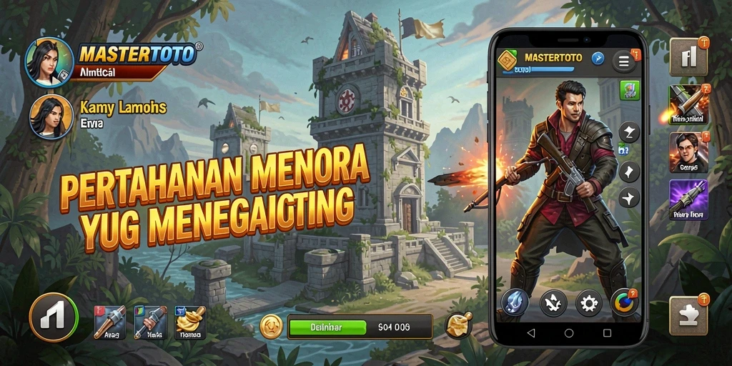 Tampilkan gameplay menegangkan dalam MASTERTOTO saat melawan gelombang musuh.