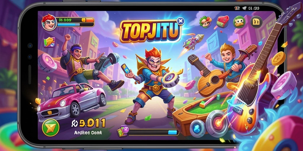 Tangkapan layar utama dari gameplay TOPJITU yang seru dan menarik.