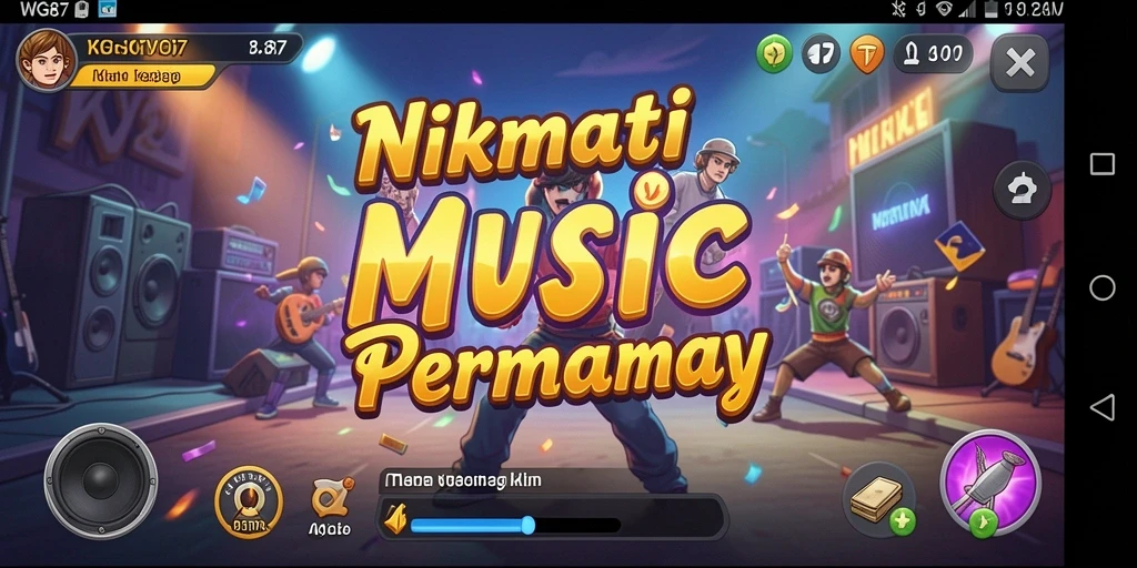 Tangkapan layar dari gameplay seru WG87 yang melibatkan musik dari berbagai genre.